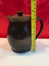 WETHERIGGS PENRITH BROWN SLIP GLAZE HAND MADE JUG & LID STUDIO POTTERY