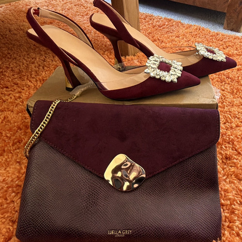 Luella grey burgundy - burgundy, suede