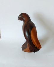 Vintage Hand Crafted Parrot Bird  Figurine Statue  Hardwood Home Decor.