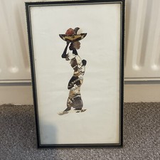 African Butterfly Woman - Vintage Collage made with real Butterflies - 1950s