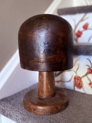 Vintage hat block wooden - hat,