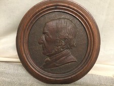 Carved Wooden 19th Century Roundel William Gladstone Plaque