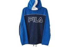 Vintage FILA Track Jacket Hoodie Full Zip Size M 00s sportswear windbreaker blue