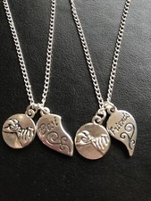 2 X BEST FRIEND NECKLACES  WITH PINKY PROMISE Charms Silver Plated 16 " Chain 