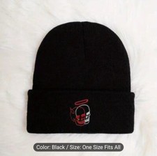 2 Skull Beanie Hat In Black One Size New