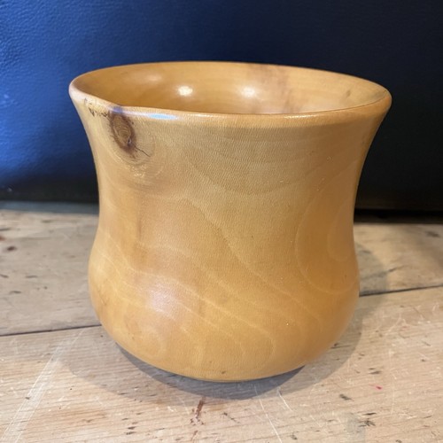 Wooden turned treen pot - turned, by