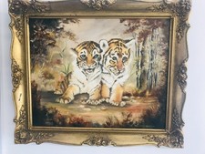 ORIGINAL FRAMED TIGER CUBS OIL