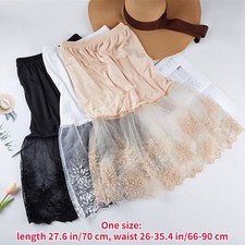 Women Mesh Lace Underskirt Skirt Half Slip Petticoat A Line Elastic Waist UK