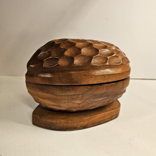 Carved large wood nut bowl - carved,