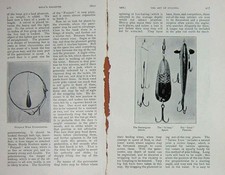 Old antique print 1908 angling - old,