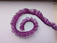 25M Purple White Dot Mesh Trim Pleated Ruffle Frill Lace Edge Sewing Dress