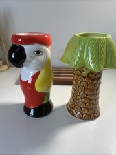 2x Tiki Mugs Parrot Palm Tree
