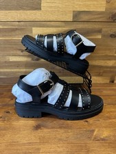 Moda In Pelle Sandal Olah Black Leather Studded Gladiator Women’s Size UK 6 New