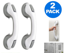 2 X SAFETY SUPPORT HAND RAIL HANDLE BAR GRIP GRAB SUCTION BATH BATHROOM SHOWER