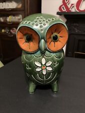 VINTAGE MID CENTURY JEMMA HOLLAND CERAMIC OWL MONEYBOX GREEN RARE