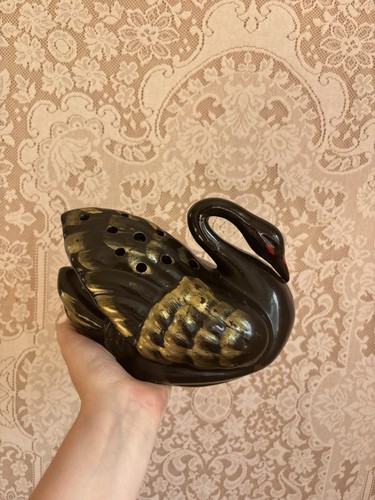 Vintage black swan ceramic - black,