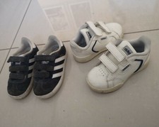2 x Pairs Of Adidas Trainers Kids Baby Shoes UK 6 & UK 7 White Navy All Star...
