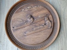 Vintage (1972) Karl Rothammer Hand Finished Eskimo Kayaks wall hanging FREE P&P 