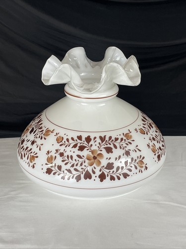 Vtg glass oil lamp shade - glass,