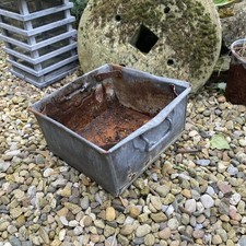 Vintage Original Galvanised Steel Tote Pan Industrial Storage / Garden Planter 
