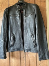Superdry Premium  54 Endurance Edition Black Leather Biker Jacket Small