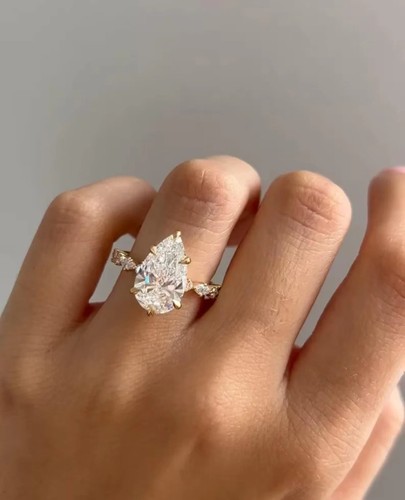 Pear cut diamond women ring - pear,