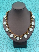 Stunning Long Virgin Vie Bohemian Gold Tone & Light Blue Beaded Chain Necklace
