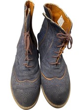 Women's Grey Leather Brogue Ankle Boots UK5 EU38 T2350 KET3