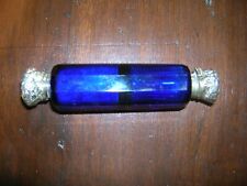 Double ended cobalt blue scent / smelling salt bottle c.1880