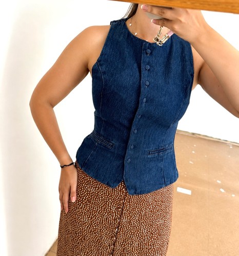 Zara denim waistcoat top - zara,
