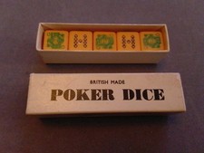 ? Vintage Set of Butterscotch Poker Dice British Made Original Box Complete