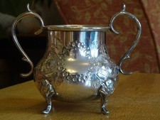 Beautiful Antique Silver Plated Sugar Bowl leaf design - great condition