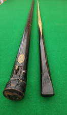 ANTIQUE BURROUGHES & WATTS ONE PIECE ASH BILLIARD  CUE & CASE .