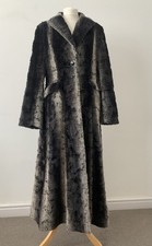 Per Una Speziale Maxi Faux Fur Grey Charcoal Steampunk Regency Dress Coat UK 14