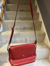 QVC ASHWOOD LADIES RED LEATHER CROSSOVER BAG . 