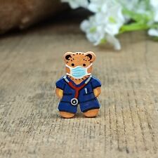 Nurse Doctor Pin Handmade Tiny Teddy Bear Face Mask Badge New Job Student Gift