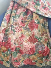 Vintage 1990s Arthur Sanderson Roses & Peonies Pink Curtains 75"W x 46"D Cottage