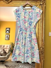 80s vintage pastel floral midi