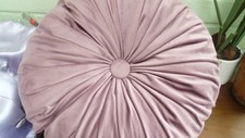 LILLIAN AUGUST HOME Dusky Lilac Pink Round Velvet pleated cushion  16" Dia x 4¼"