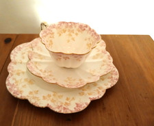 antique wileman foley early shelly china  trio /trailing ivy pattern