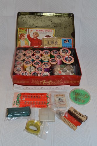 Vintage sewing tin - sewing,