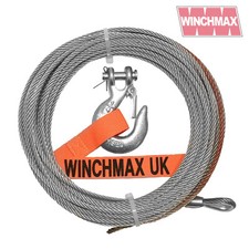 Winch Cable/Wire Rope 15m x 5mm with ¼" Clevis Hook, for winches up to 4,000lb