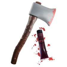 FAKE PLASTIC AXE + BLOOD HALLOWEEN FANCY DRESS COSTUME 40CM PROP ACCESSORY LOT