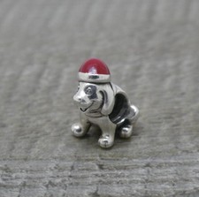 Genuine Pandora Christmas Santa Hat Dog Puppy Charm ALE 925 #791769EN39