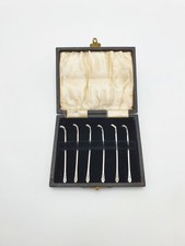 Nice Set of Six Art Deco Sterling Silver Golf-Themed Cocktail Sticks - 1935
