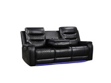 Forbes 3 Seater Black Leather
