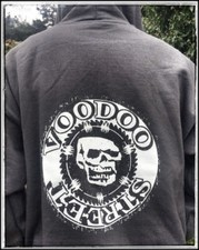 Full zip logo hoodie, back skull print, Voodoo Street, skate, BMX, streetwear