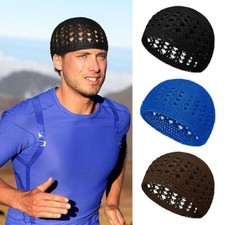 Solid Color Crochet Beanie Hats Stretchy Cotton Skull Cap Kufi Hat  for Muslim