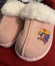 New Cute Winnie The Pooh & Friends Pink Fluffy Mule Slippers 5/6 Hard Bottom