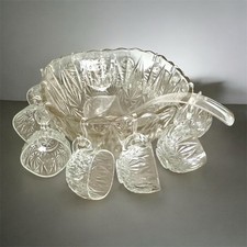 Glassware By Brockway Service For 12 Williamsport Punch Set Complete With Box